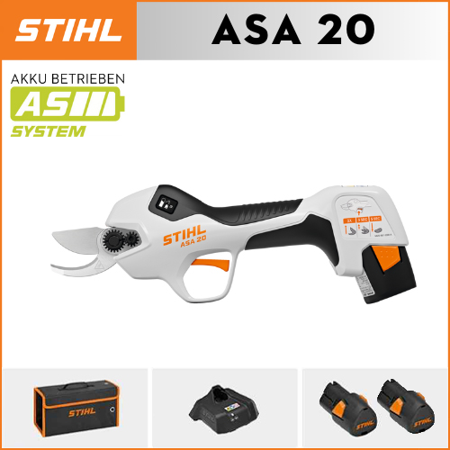 【STIHL】 ASA20*1, lítiová batéria*2, úložný box*1, rezacia hlava*1, nabíjačka*1, výdrž batérie 6 hodín.