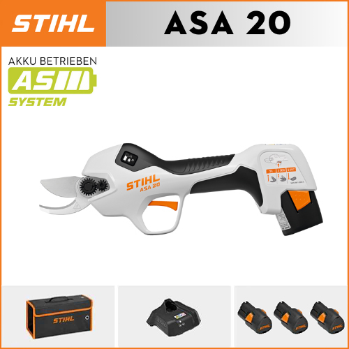 【STIHL】 ASA20*1, lítiová batéria*3, úložný box*1, rezacia hlava*1, nabíjačka*1, výdrž batérie 10 hodín.