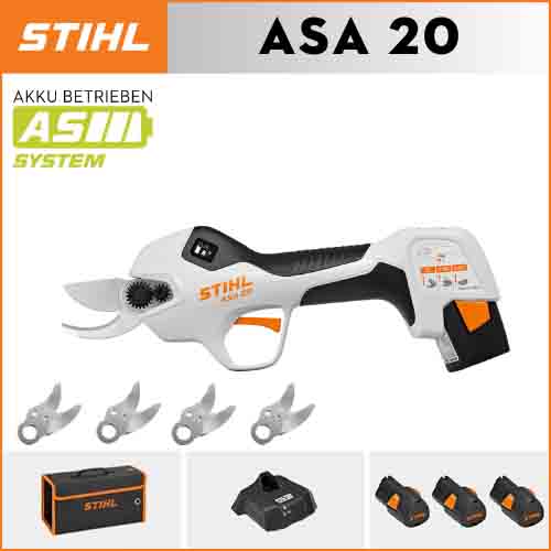 【STIHL】 ASA20*1, lítiová batéria*3, úložný box*1, rezacia hlava*5, nabíjačka*1, výdrž batérie 24 hodín.