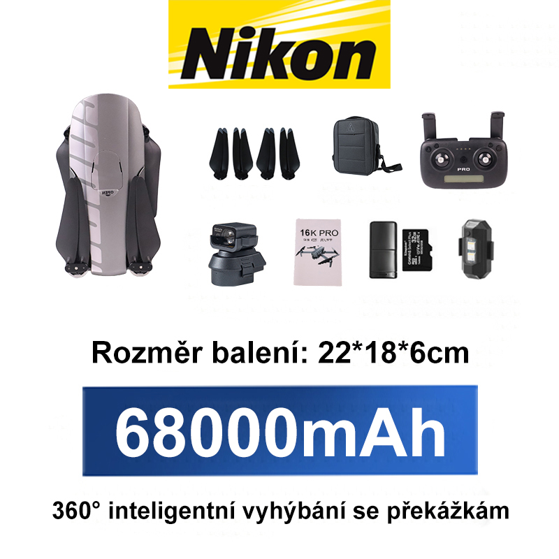 (Deluxe verzia) Rozlíšenie 16K, dojazd až 30 kilometrov, výdrž batérie 16 hodín, maximálna výška letu 2000 metrov, automatické vyhýbanie sa prekážkam a osvetleniu cez deň aj v noci.